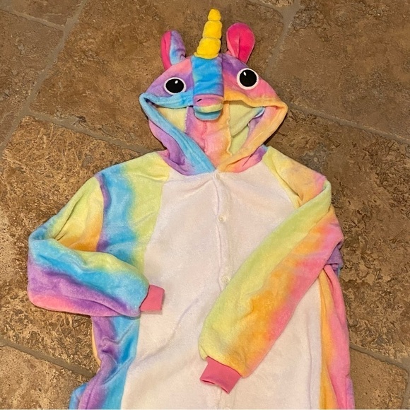 Rainbow Unicorn Kids Teens Soft Pajama Costume Size L/XL - Picture 2 of 8